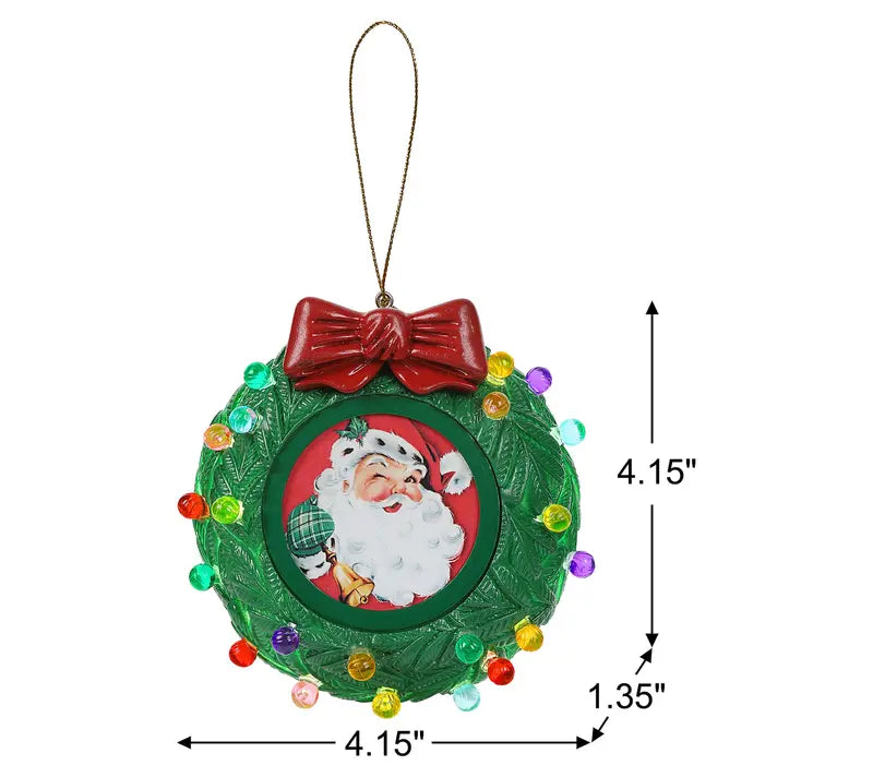 🎄 Personalized LED Wreath Ornament with Voice Message & Photo Frame