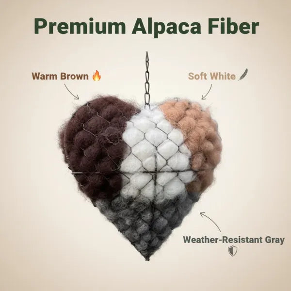 Handmade Alpaca Fiber Bird Nesting Heart
