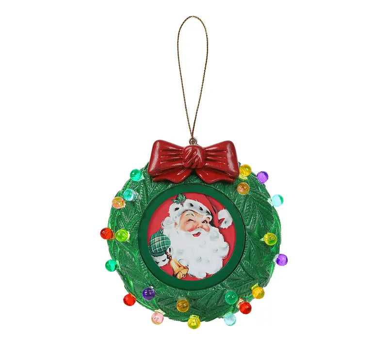 🎄 Personalized LED Wreath Ornament with Voice Message & Photo Frame