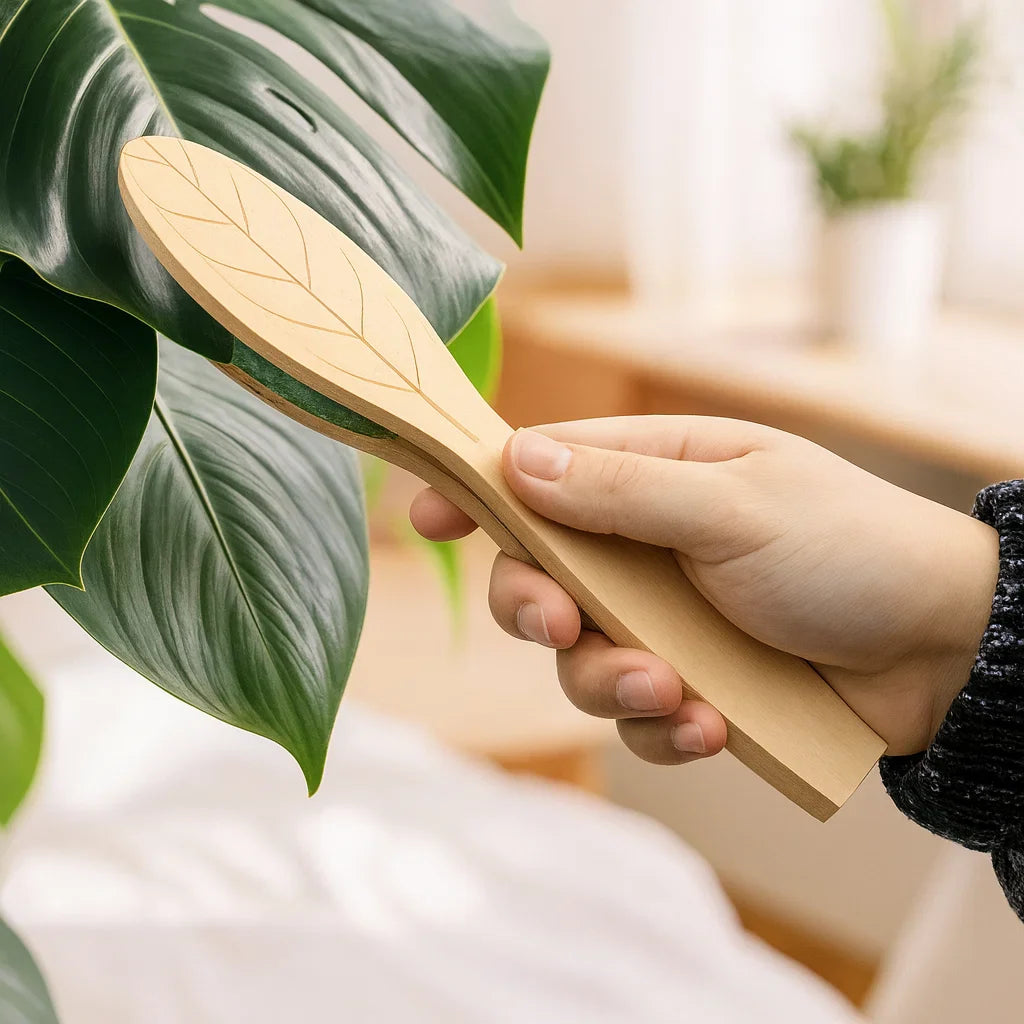 🍃 Creative Wooden Leaf Cleaning Tool Set