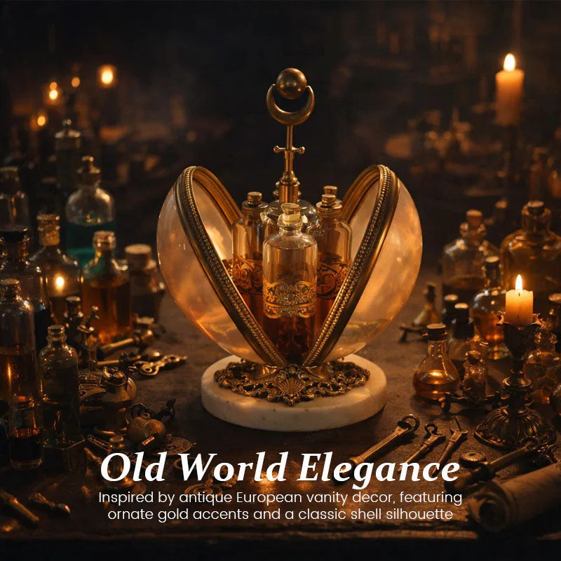 🕯 Vintage Shell Perfume Display(includes 4 empty perfume decanters)