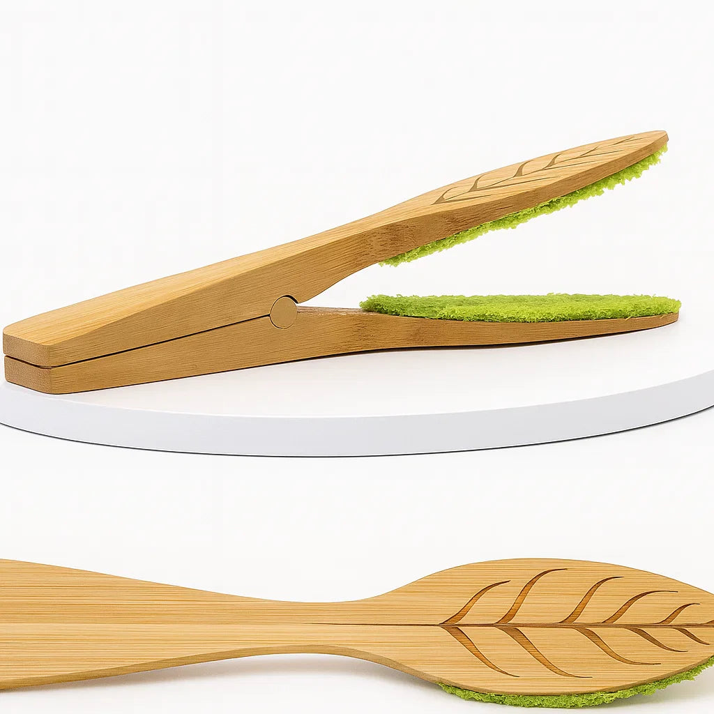 🍃 Creative Wooden Leaf Cleaning Tool Set